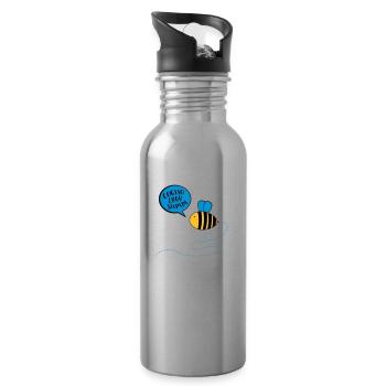 Philosophie Sokrates Biene Lustiger Spruch Tier - Trinkflasche mit integriertem Trinkhalm - Lightsilver - Rechts