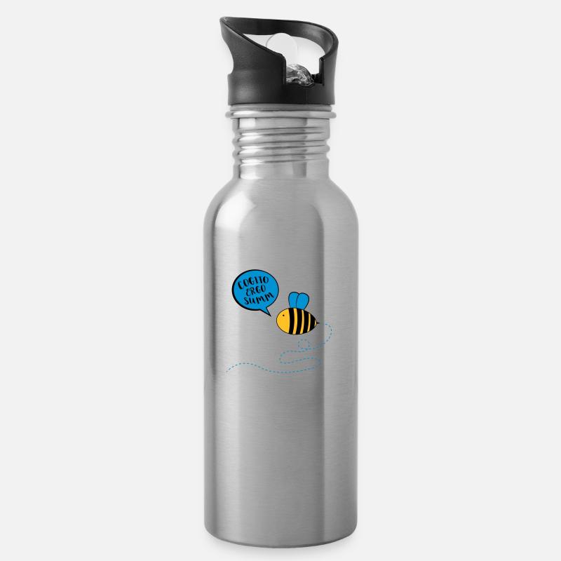 Philosophie Sokrates Biene Lustiger Spruch Tier - Trinkflasche mit integriertem Trinkhalm - Lightsilver