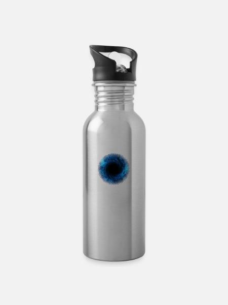 Schwarzes Loch - Verbindung zur Unendlichkeit - Trinkflasche mit integriertem Trinkhalm - Lightsilver