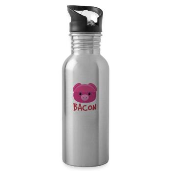Bacon Schwein - Trinkflasche mit integriertem Trinkhalm - Lightsilver - Rechts