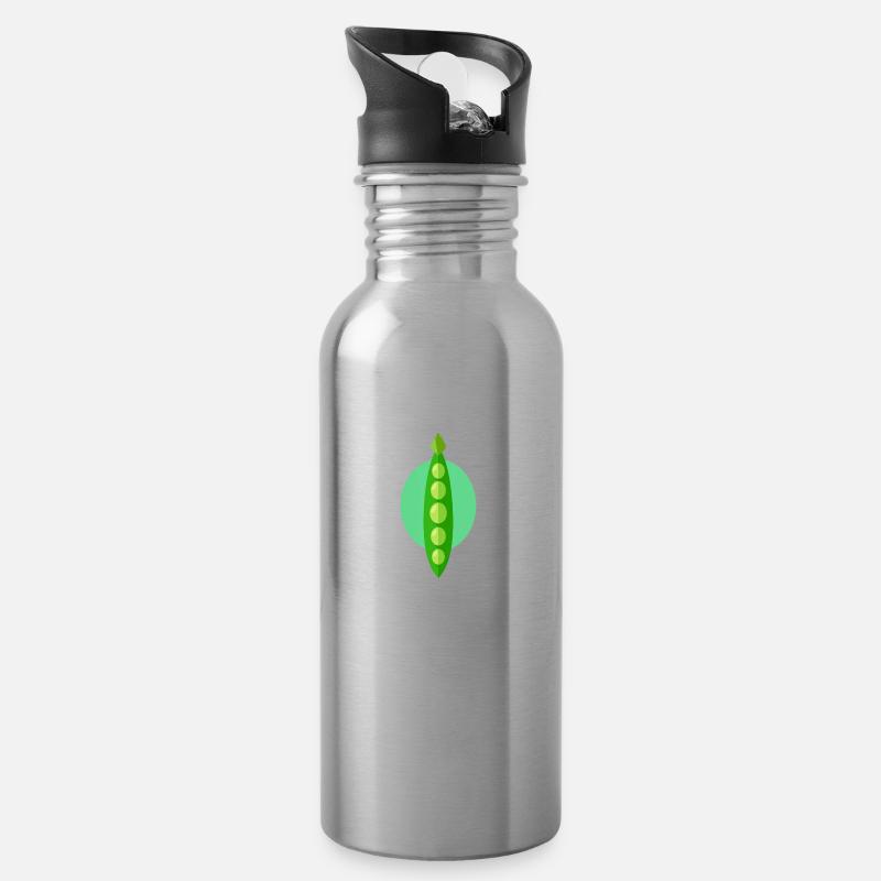 Bohne Erbse Erbsen Bohnenstange - Trinkflasche mit integriertem Trinkhalm - Lightsilver