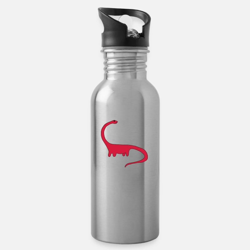 dinosaur - Trinkflasche mit integriertem Trinkhalm - Lightsilver