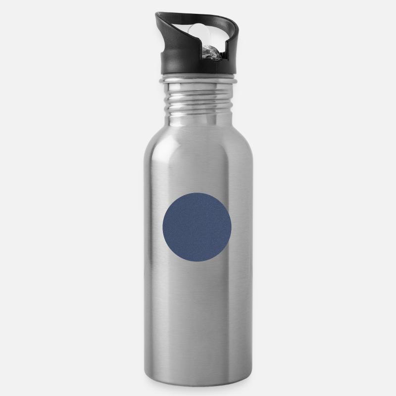 Blauer Kreis - Trinkflasche mit integriertem Trinkhalm - Lightsilver