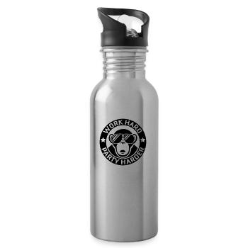 work_hard_party_harder_f1 - Water bottle with straw - silver - Right