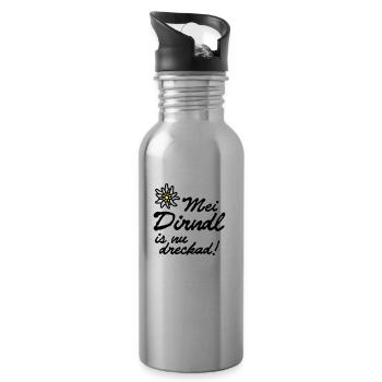 "Mei dirndl is nu dreckad!" | T-Shirts - Water bottle with straw - silver - Right
