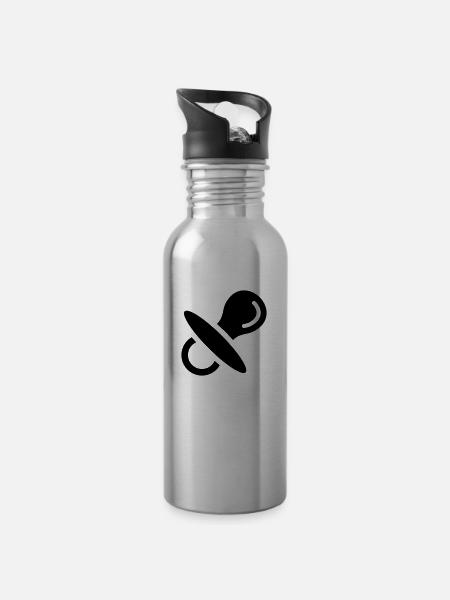 Sucettes, bébé, sucer, la poitrine, dormir à 2 - Gourde avec paille intégrée - argent clair