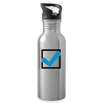 Rectangular hook logo - Water bottle with straw - silver - Right