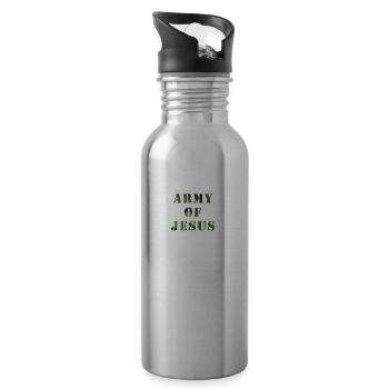 Jesus is Lord, Saves, Christ, Army, Bible, Army - Water bottle with straw - silver - Right