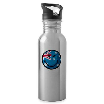 Smiley Flag Australia - Trinkflasche mit integriertem Trinkhalm - Lightsilver - Rechts