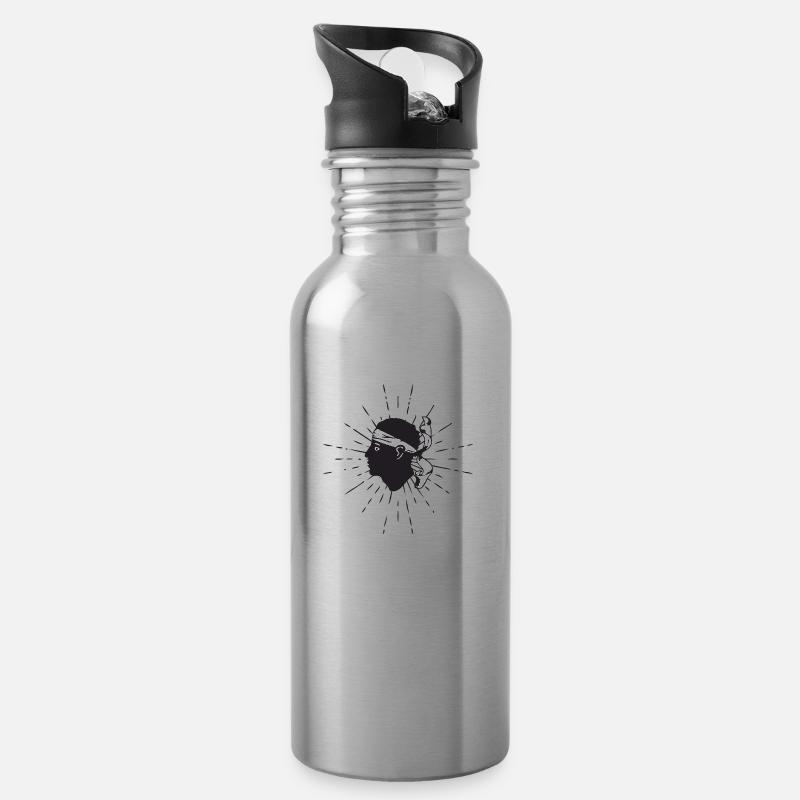 Silhouette tête Corse - Gourde avec paille intégrée - argent clair
