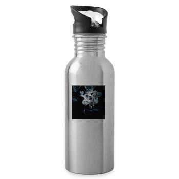 Orchid black white effect - Water bottle with straw - silver - Right