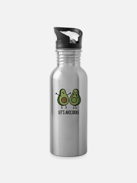 Let's avocuddle - Trinkflasche mit integriertem Trinkhalm - Lightsilver