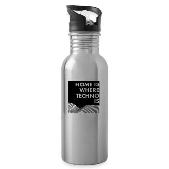 home is where techno is - Trinkflasche mit integriertem Trinkhalm - Lightsilver - Rechts