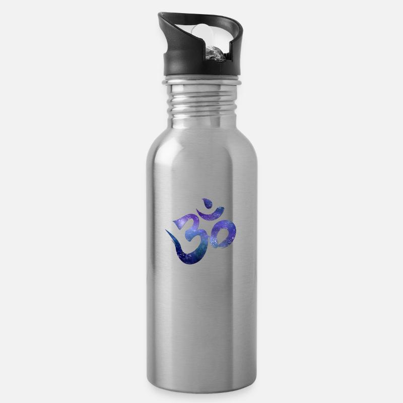 Om Zeichen - Trinkflasche mit integriertem Trinkhalm - Lightsilver