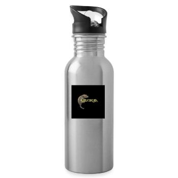 Gecko Liebe - Trinkflasche mit integriertem Trinkhalm - Lightsilver - Rechts