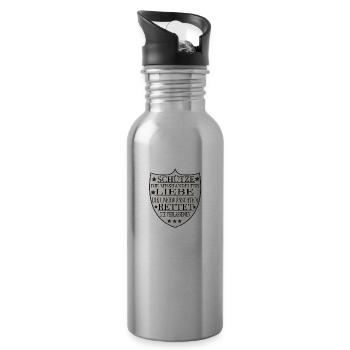 Katze Hund Tierheim Tierschutz - Trinkflasche mit integriertem Trinkhalm - Lightsilver - Rechts