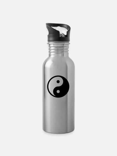 Yin yang - Gourde avec paille intégrée - argent clair