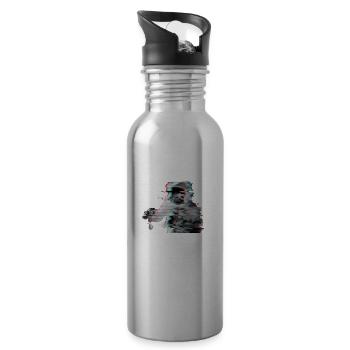 Glitch Astronaut - Trinkflasche mit integriertem Trinkhalm - Lightsilver - Rechts