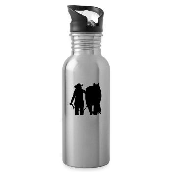 Western rider with horse customizable - Water bottle with straw - silver - Right