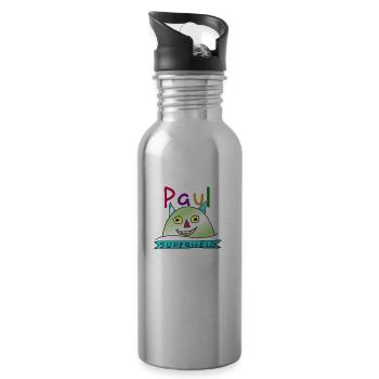 Paul prénom garçon nom de super-héros monstre - Gourde avec paille intégrée - argent clair - Droite
