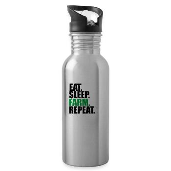 Eat Sleep Farm Repeat - Trinkflasche mit integriertem Trinkhalm - Lightsilver - Rechts