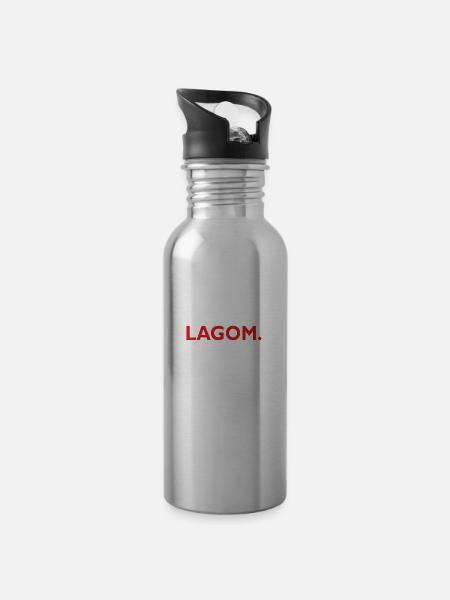 Lagom Geschenk Spruch Swedish - Trinkflasche mit integriertem Trinkhalm - Lightsilver