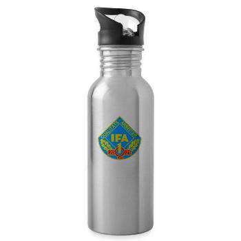 IFA Qualitätsarbeiter Q1 2021 DDR Auszeichnung - Trinkflasche mit integriertem Trinkhalm - Lightsilver - Rechts
