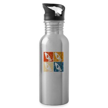 Windsurfing Windsurfen Windsurfer Surfen Retro - Trinkflasche mit integriertem Trinkhalm - Lightsilver - Rechts