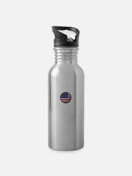 MADE IN USA White - Gourde avec paille intégrée - argent clair