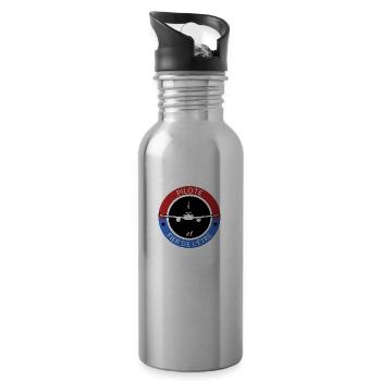 Cadeau pour Pilote d´avion et fier de l´être - Gourde avec paille intégrée - argent clair - Droite