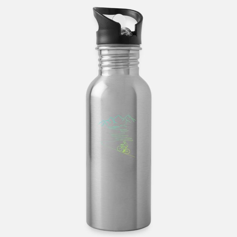Rennrad mit Berg, Alpenpass, Serpentinen - Trinkflasche mit integriertem Trinkhalm - Lightsilver