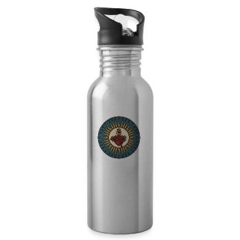 Heiligstes Herz Jesu Christi - Trinkflasche mit integriertem Trinkhalm - Lightsilver - Rechts