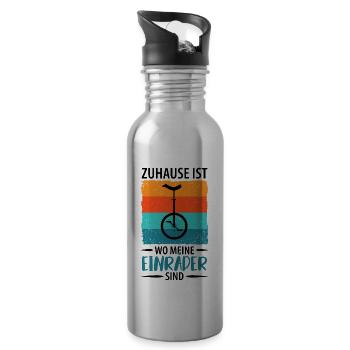 Einrad Einradfahrer Einradfahrerin - Trinkflasche mit integriertem Trinkhalm - Lightsilver - Rechts