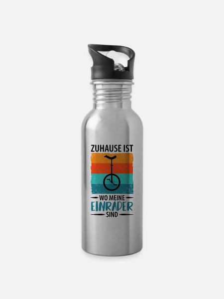 Einrad Einradfahrer Einradfahrerin - Trinkflasche mit integriertem Trinkhalm - Lightsilver