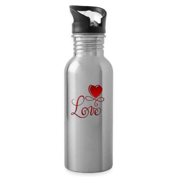 Valentine's Day Valentine's Day - Water bottle with straw - silver - Right