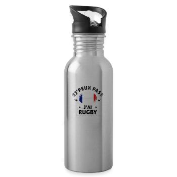 J'peux pas j'ai rugby - Gourde avec paille intégrée - argent clair - Droite