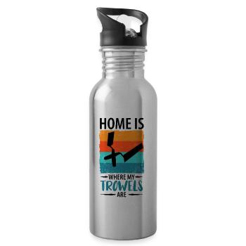 Stuckateur Gipser Stukkateur Verputzer Geschenk - Trinkflasche mit integriertem Trinkhalm - Lightsilver - Rechts
