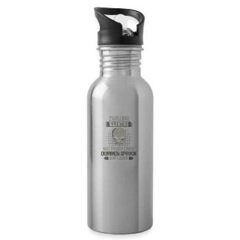Zwilling Zwillinge Bruder Schwester Spruch - Trinkflasche mit integriertem Trinkhalm - Lightsilver - Rechts