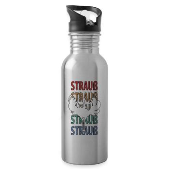 Strauß Ostrich Vogel Strauß Ornithologie - Trinkflasche mit integriertem Trinkhalm - Lightsilver - Rechts