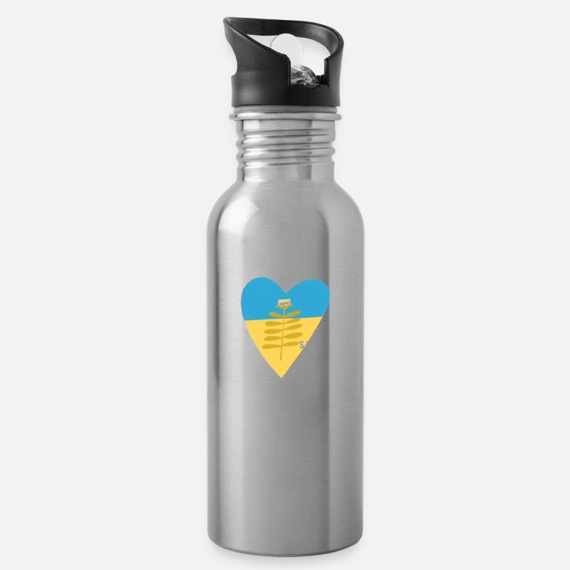 Ukraine - Trinkflasche mit integriertem Trinkhalm - Lightsilver