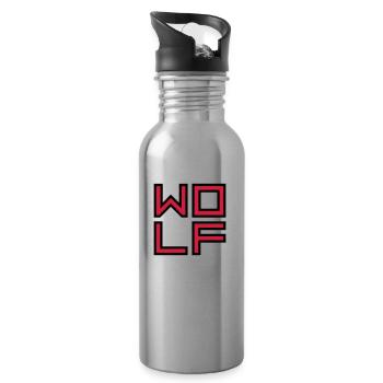 Inner Wolf Logo - Water bottle with straw - silver - Right