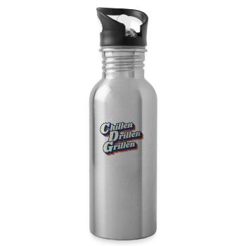 Angler Fische fangen, Angeltour, Angelurlaub - Trinkflasche mit integriertem Trinkhalm - Lightsilver - Rechts
