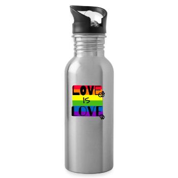 Love is Love - Trinkflasche mit integriertem Trinkhalm - Lightsilver - Rechts
