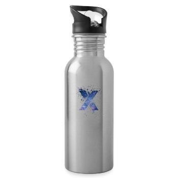 Buntes X | Symbol | Geschenke | Farbverlauf - Trinkflasche mit integriertem Trinkhalm - Lightsilver - Rechts