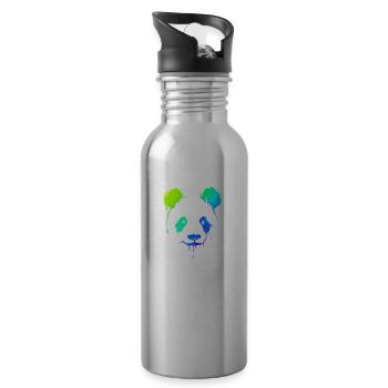 Panda | Panda Bear | Asia | Animals - Water bottle with straw - silver - Right