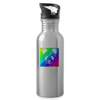 Panda | Panda Bear | Asia | Animals - Water bottle with straw - silver - Right