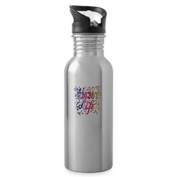 Denken Sie über den Tellerrand hinaus positive Gedanken glücklich - Trinkflasche mit integriertem Trinkhalm - Lightsilver - Rechts
