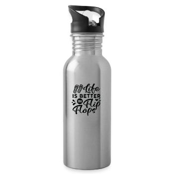 LIfe is better in Flips Flops - Trinkflasche mit integriertem Trinkhalm - Lightsilver - Rechts