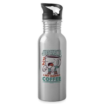 Coffee Espresso Capuccino Office Fun Gift - Water bottle with straw - silver - Right