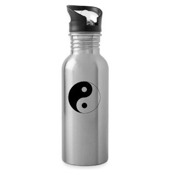 Yin Yang design - Gourde avec paille intégrée - argent clair - Droite